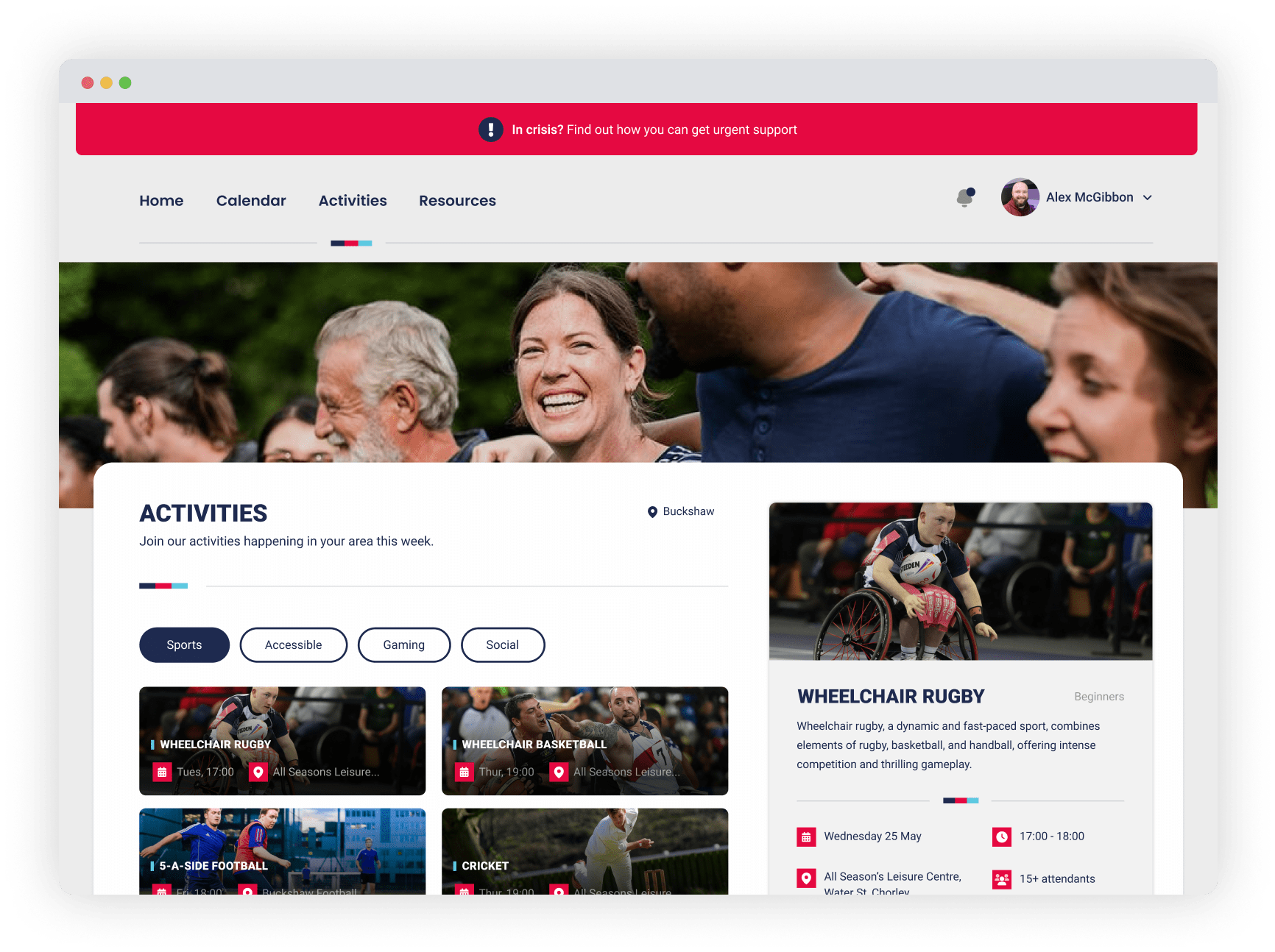 An example page from the Help for Heroes Beneficiary Portal