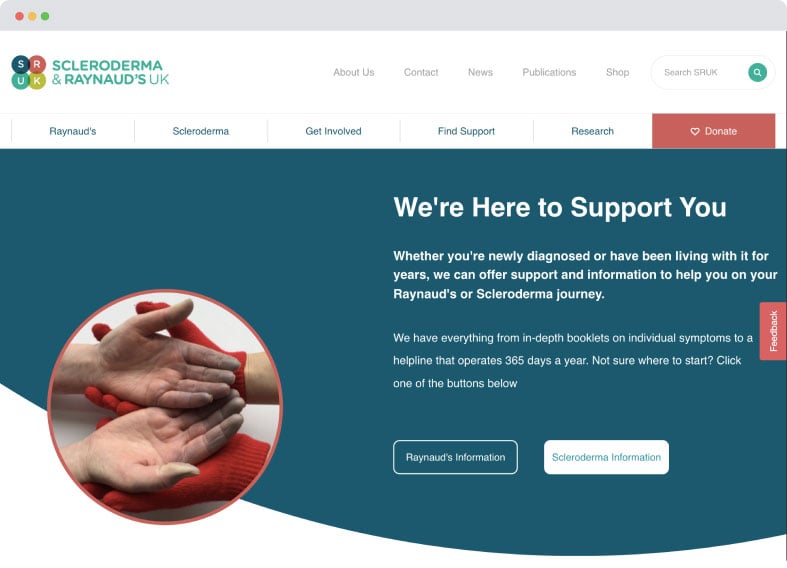 Scleroderma & Raynaud's UK website screenshot